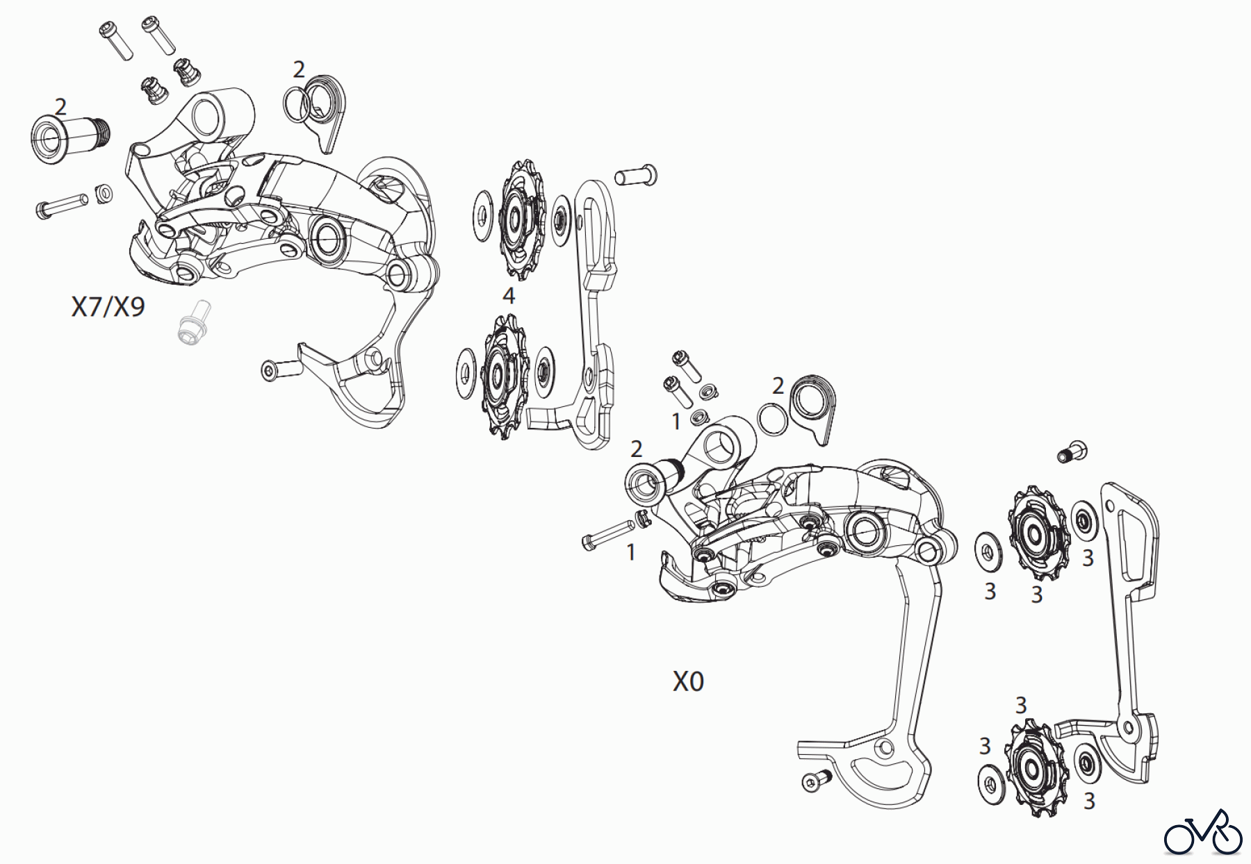Sram Sram SRAM X0 / X9 / X7 TYPE 2/2.1 - REAR DERAILLEUR 2x10