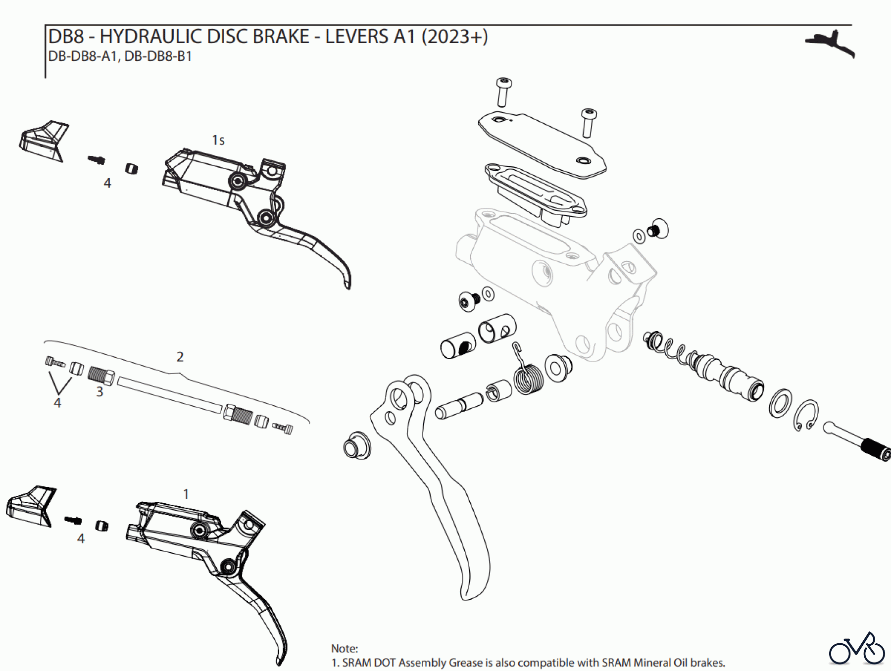  Sram Sram DB8 - HYDRAULIC DISC BRAKE - LEVERS A1 (2023+)