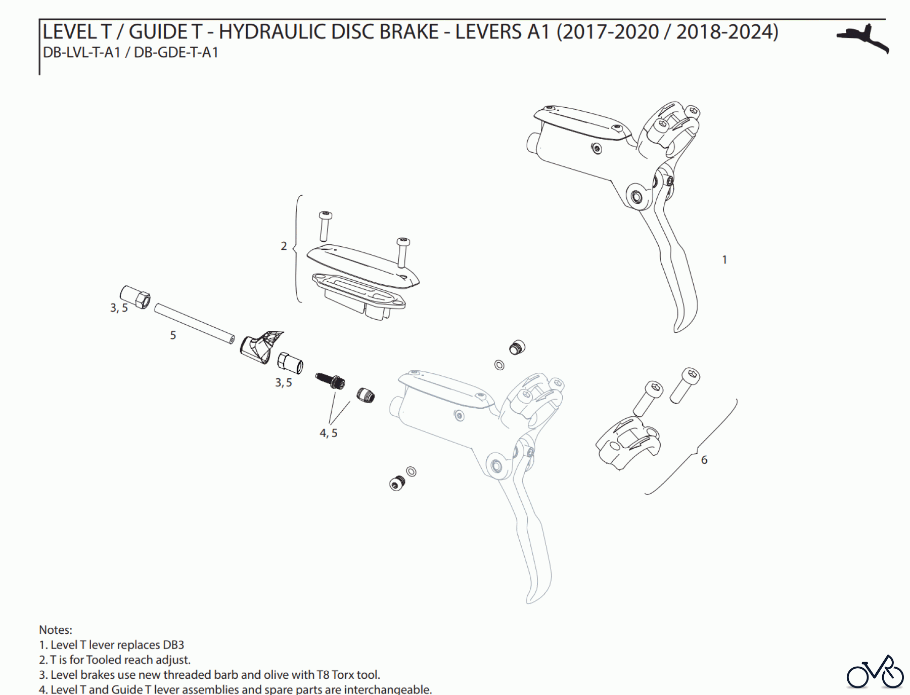 Sram Sram LEVEL T / GUIDE T - HYDRAULIC DISC BRAKE - LEVERS A1 (2017-2020 / 2018-2024)
