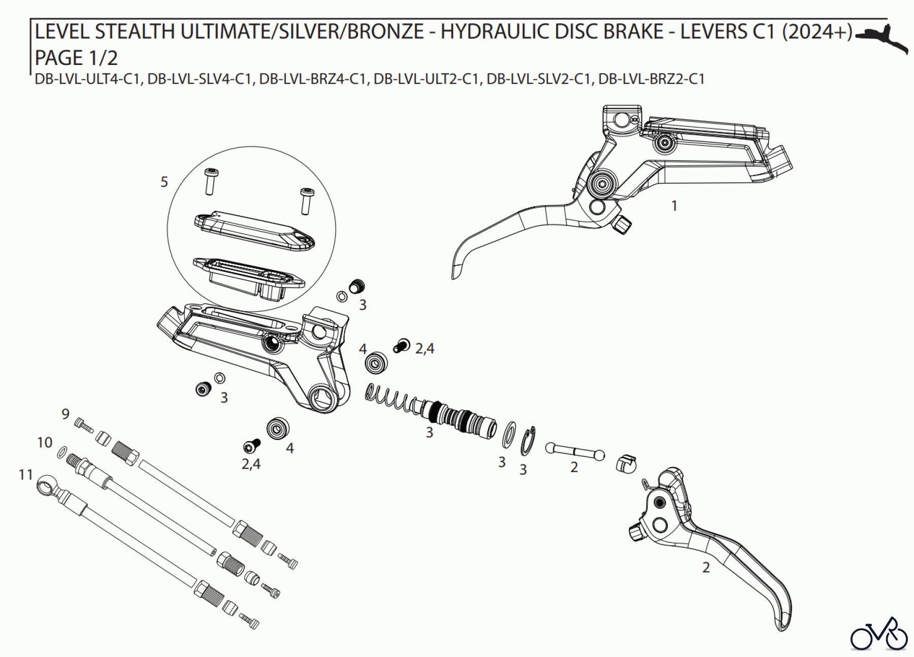 Sram Sram LEVEL STEALTH ULTIMATE/SILVER/BRONZE - HYDRAULIC DISC BRAKE - LEVERS C1 (2024+)