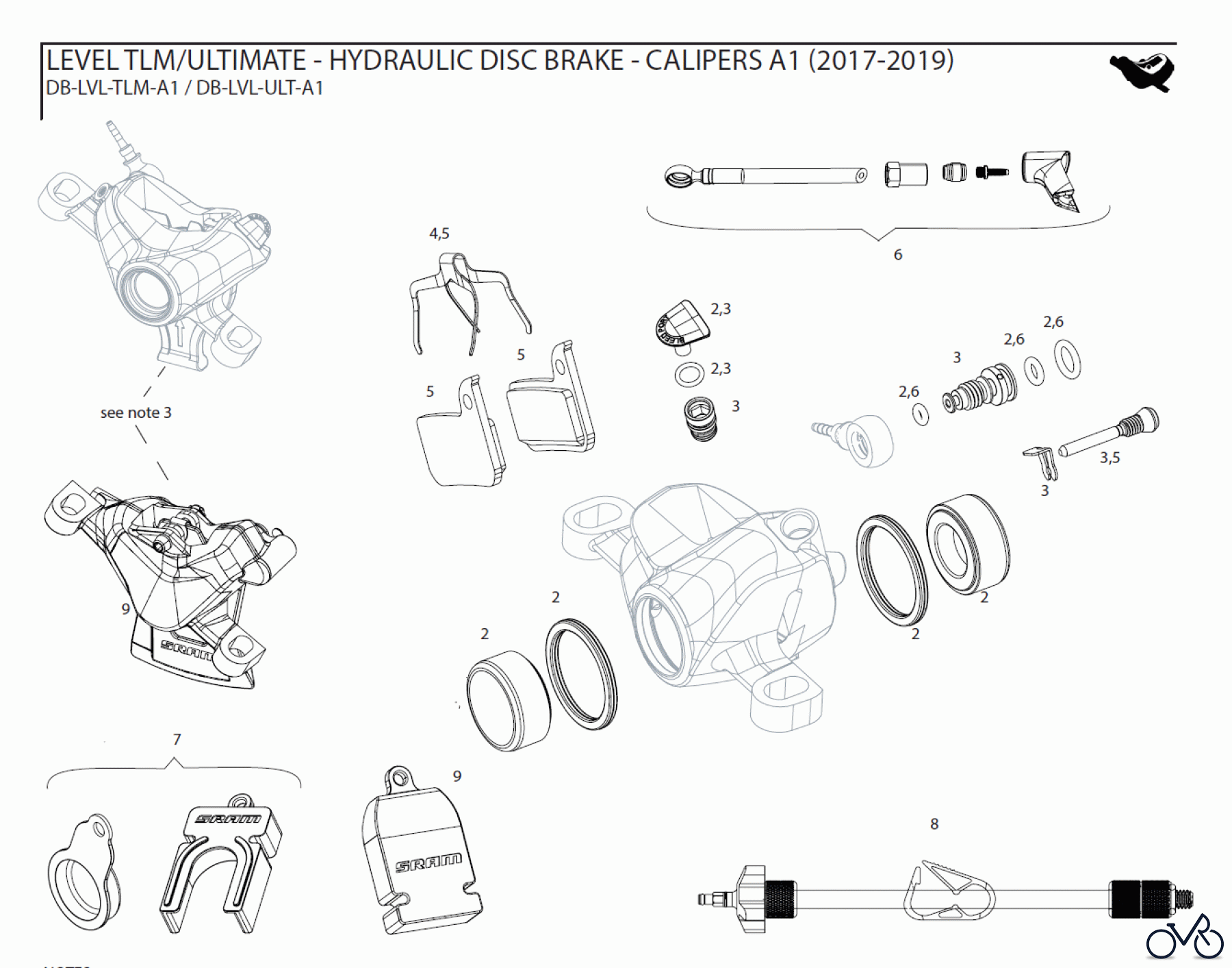  Sram Sram LEVEL TLM/ULTIMATE - HYDRAULIC DISC BRAKE - CALIPERS A1 (2017-2019)