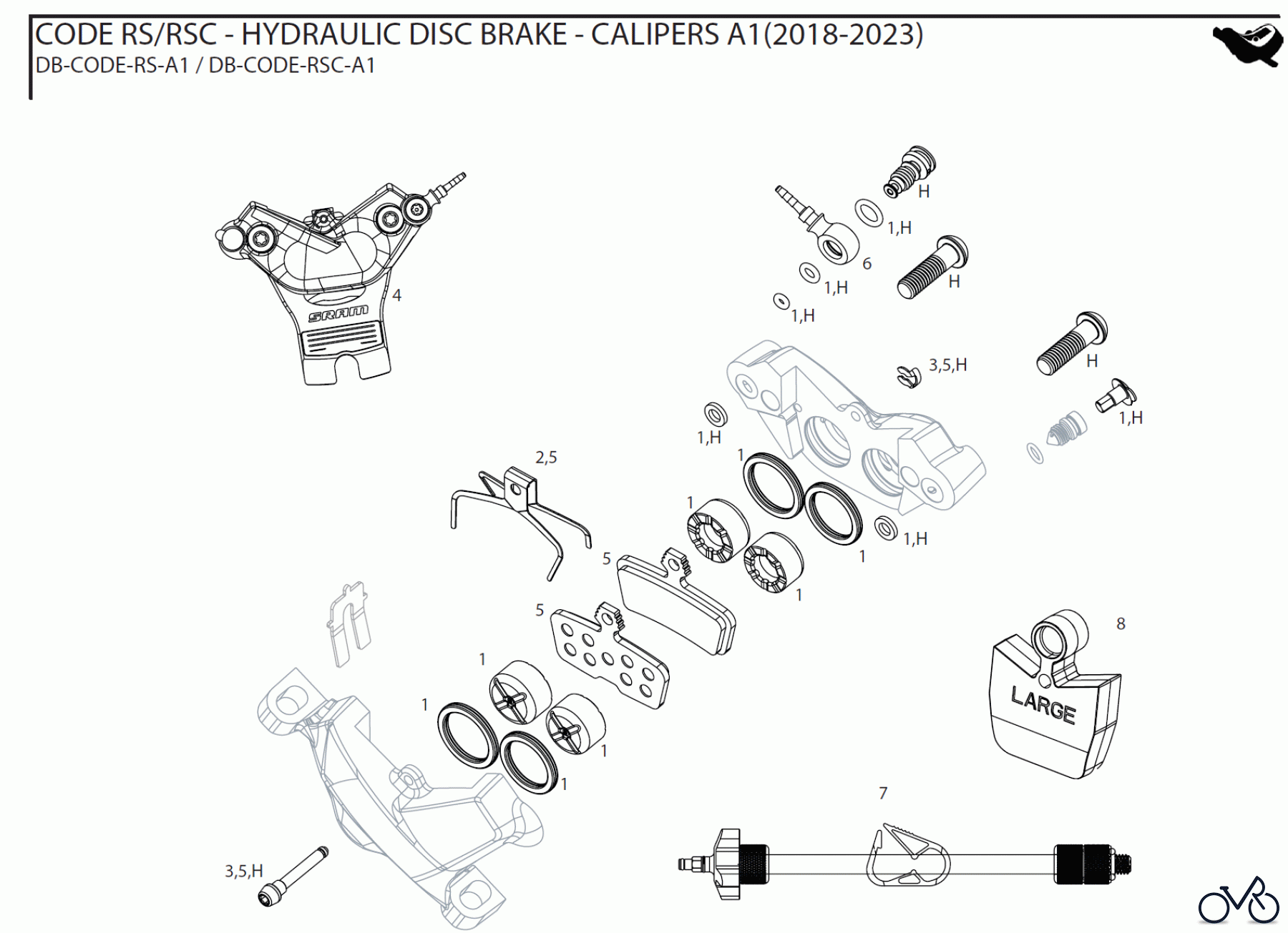  Sram Sram CODE RS/RSC - HYDRAULIC DISC BRAKE - CALIPERS A1(2018-2023)