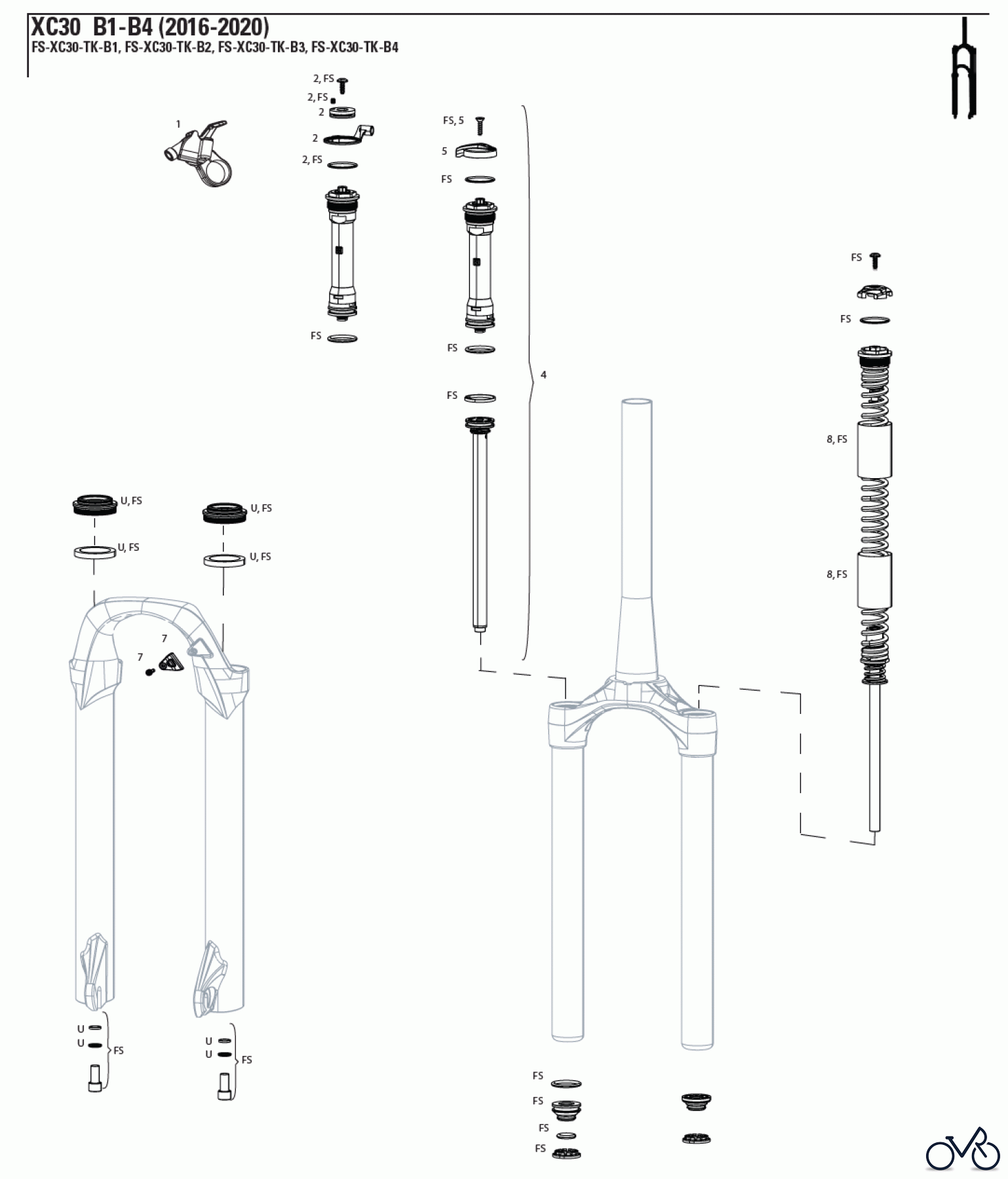  Sram RockShox XC30 B1-B4 (2016-2020)