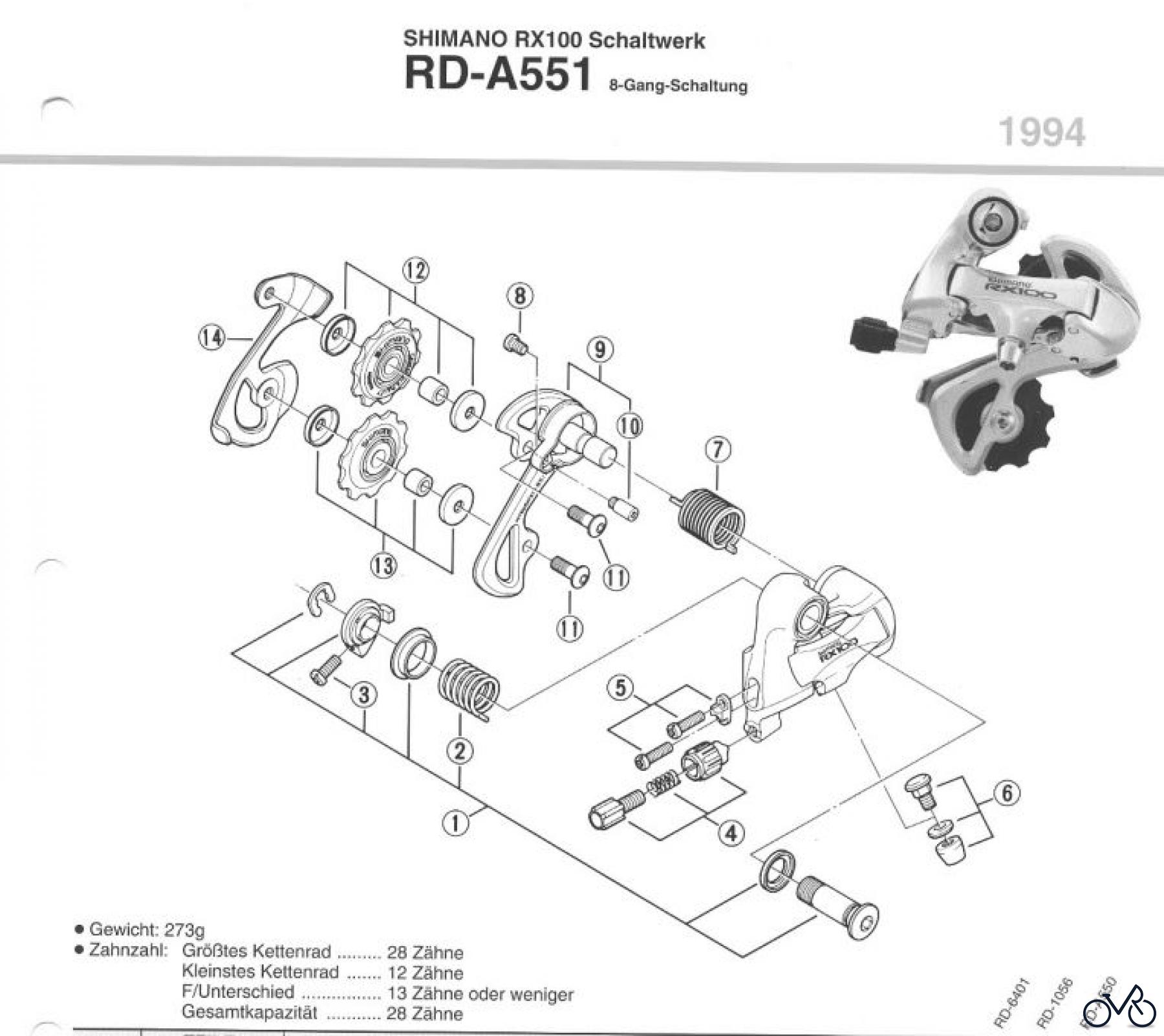  Shimano RD Rear Derailleur - Schaltwerk RD-A551-94