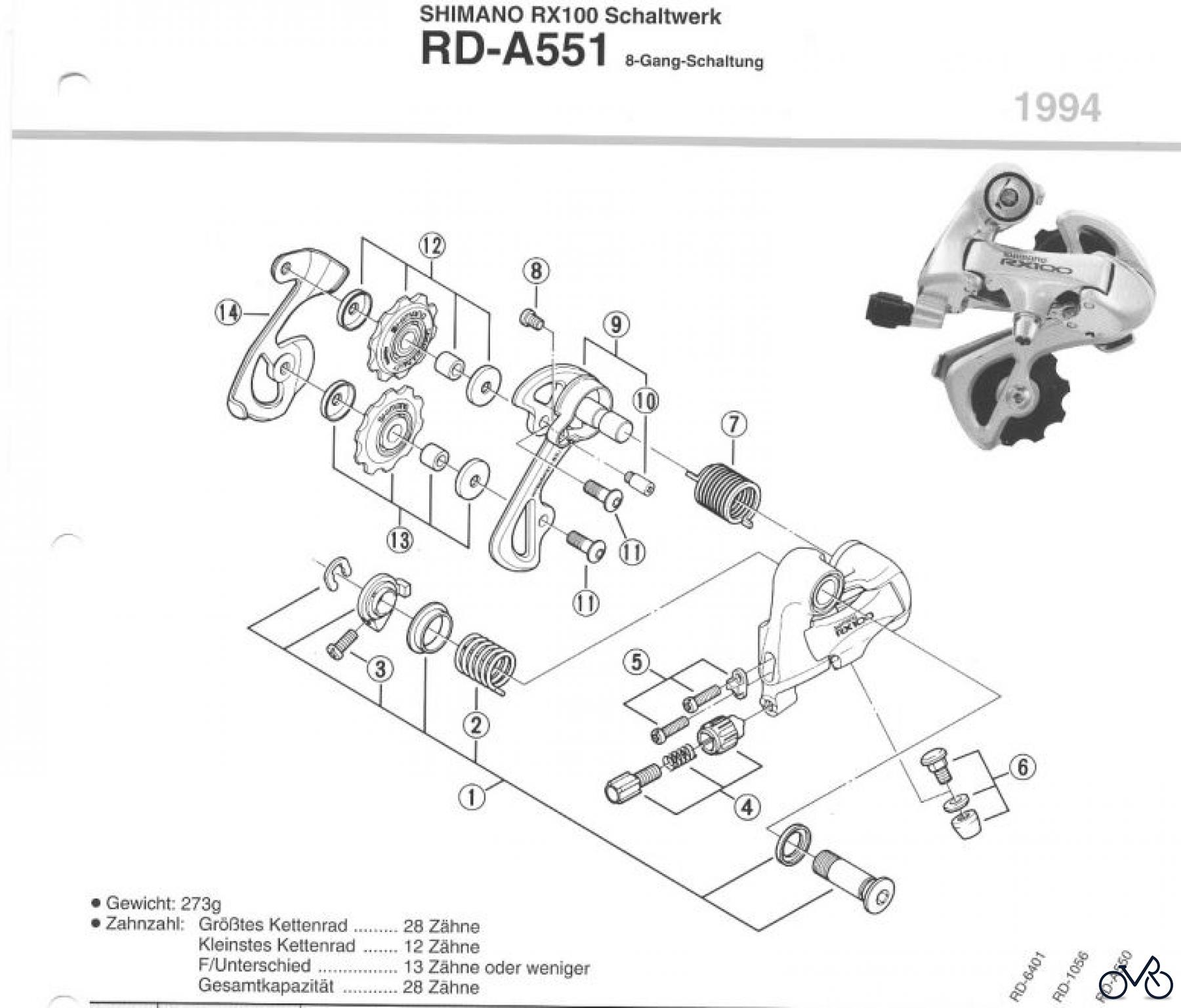  Shimano RD Rear Derailleur - Schaltwerk RD-A551