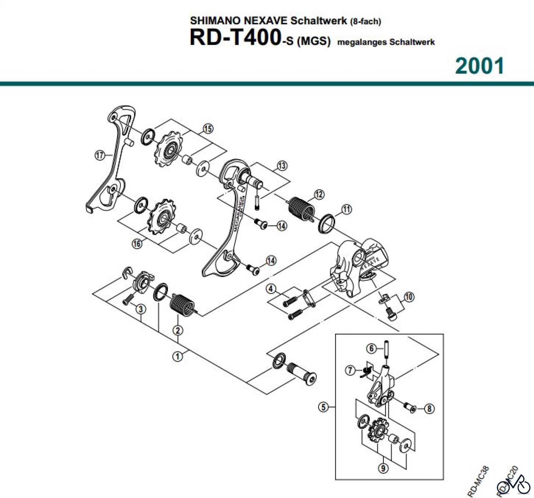  Shimano RD Rear Derailleur - Schaltwerk RD-T400-S-MGS-01